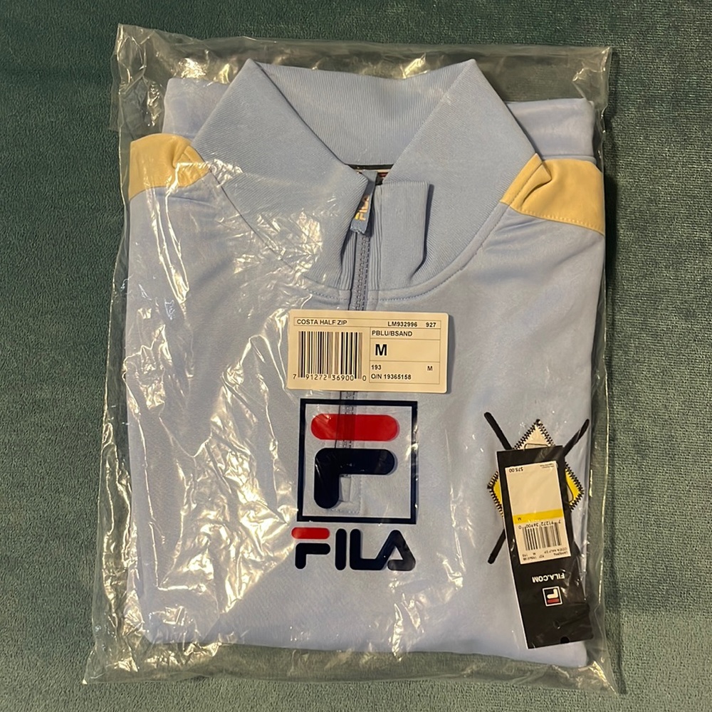 FILA Half zip Seat shirt- Baby Blue- Size M
